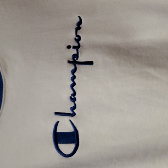 Vintage 90s Champion Striped Collar Reverse Weave Sweatshirt Size S Navy Spell - Picture 4 of 5